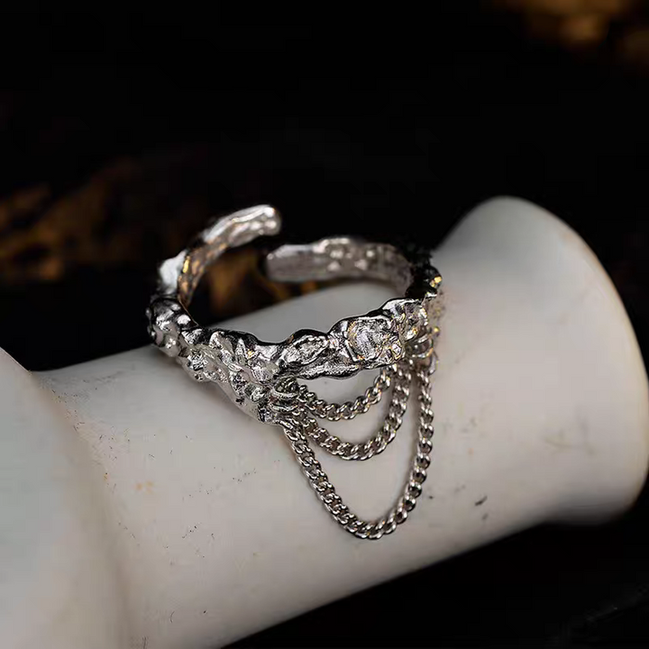 925 Sterling Silver Chain Textured Ring