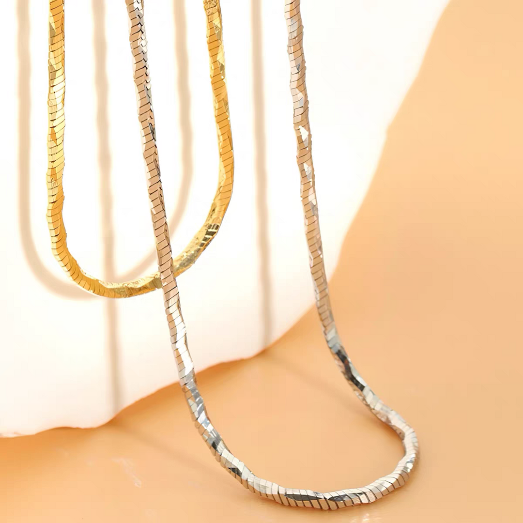 925 Sterling Silver Square Snake Bone Chain Necklace