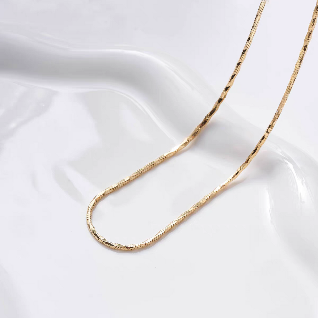 925 Sterling Silver Square Snake Bone Chain Necklace