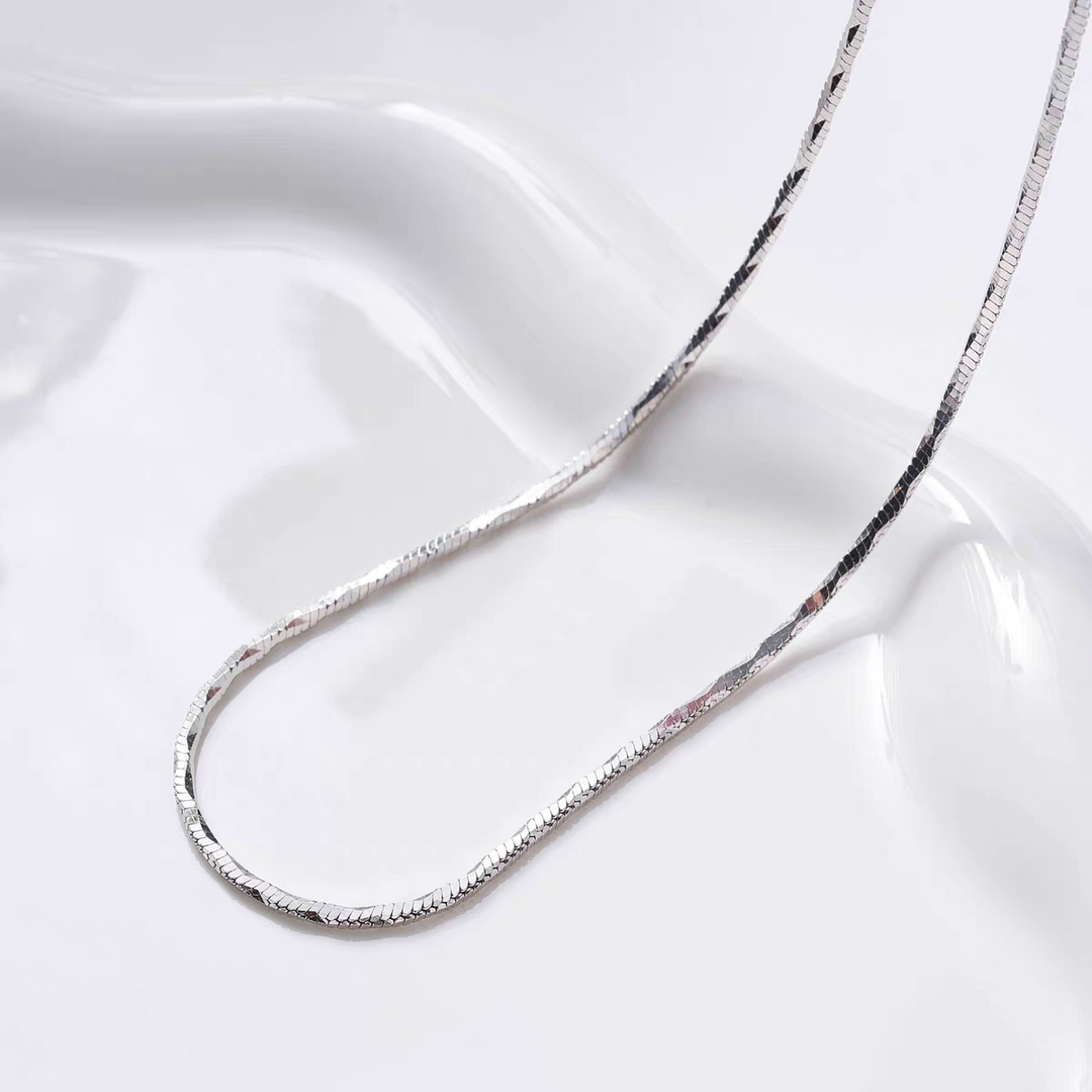 925 Sterling Silver Square Snake Bone Chain Necklace