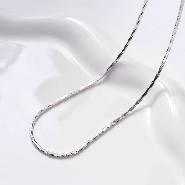 925 Sterling Silver Square Snake Bone Chain Necklace