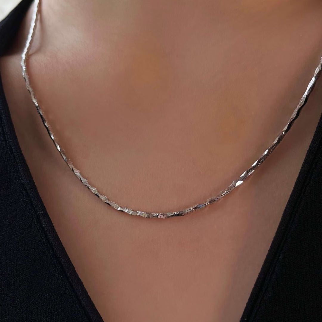 925 Sterling Silver Square Snake Bone Chain Necklace