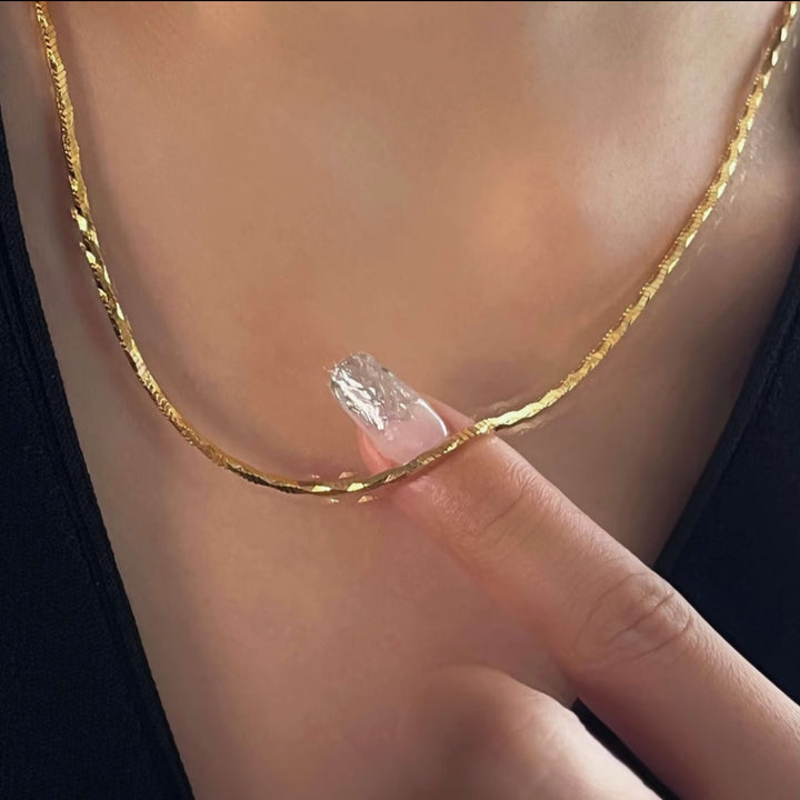 925 Sterling Silver Square Snake Bone Chain Necklace