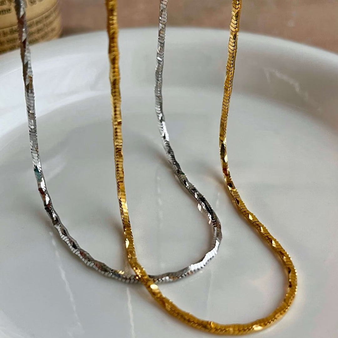 925 Sterling Silver Square Snake Bone Chain Necklace