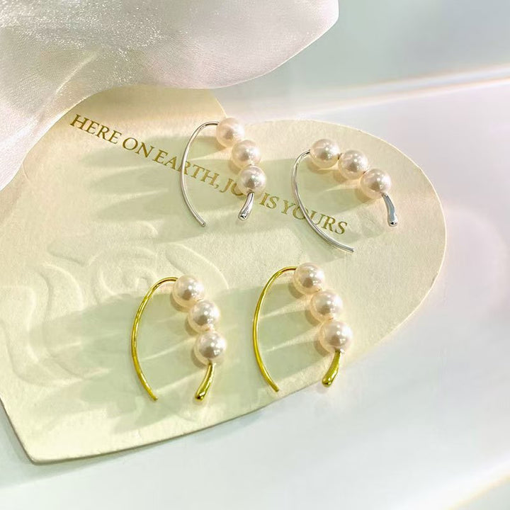 Water Drop Triple Pearl Earrings