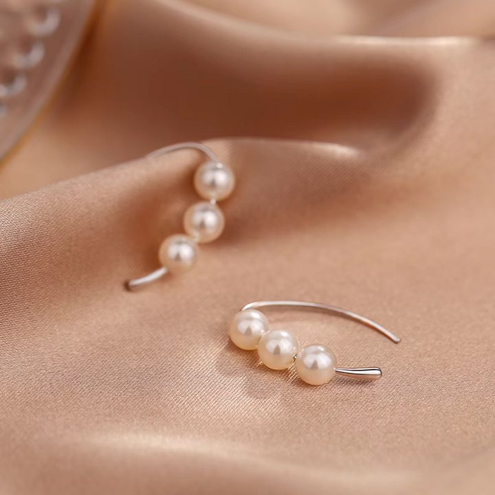 Water Drop Triple Pearl Earrings