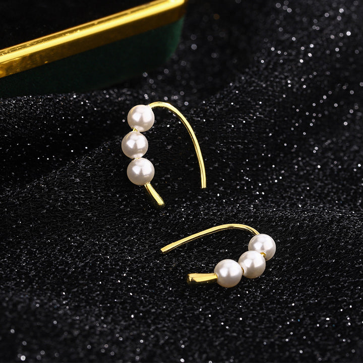 Water Drop Triple Pearl Earrings