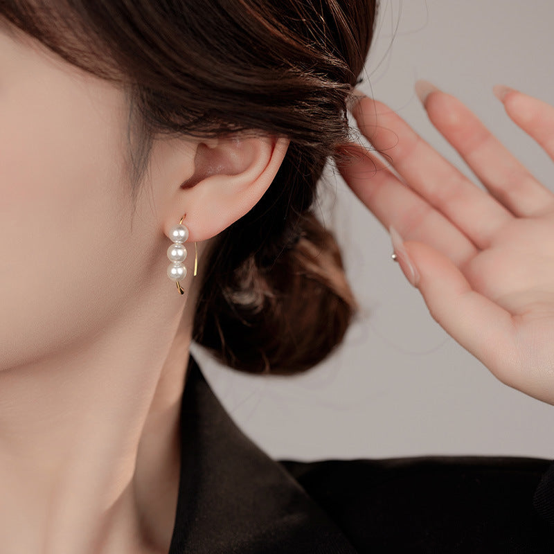 Water Drop Triple Pearl Earrings