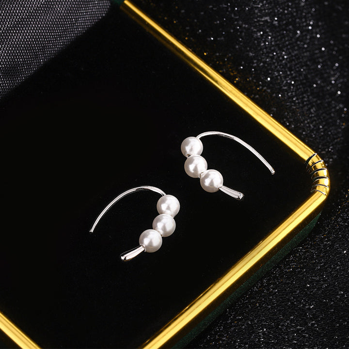 Water Drop Triple Pearl Earrings