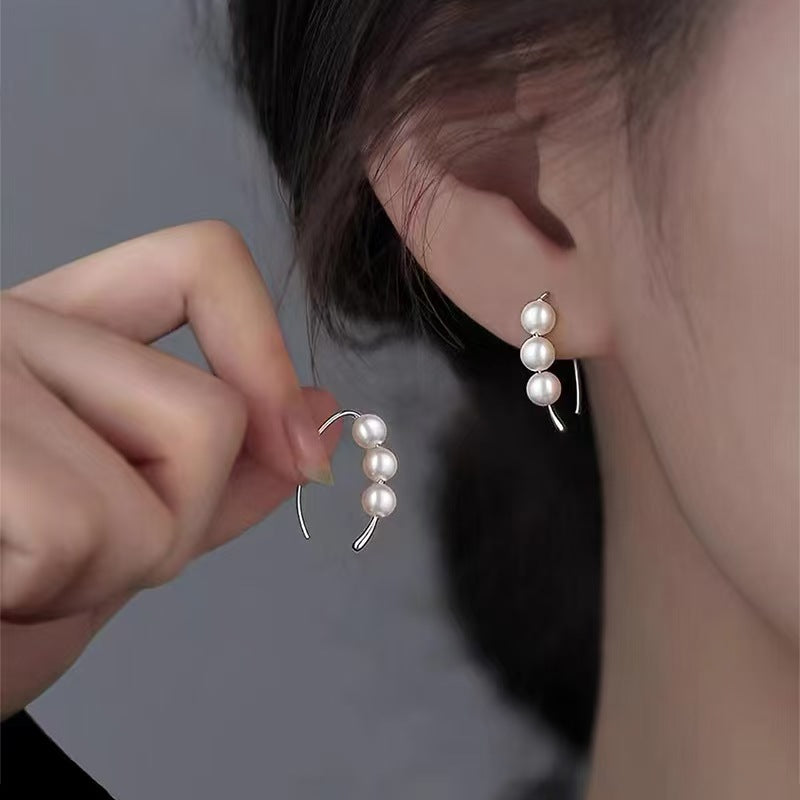 Water Drop Triple Pearl Earrings