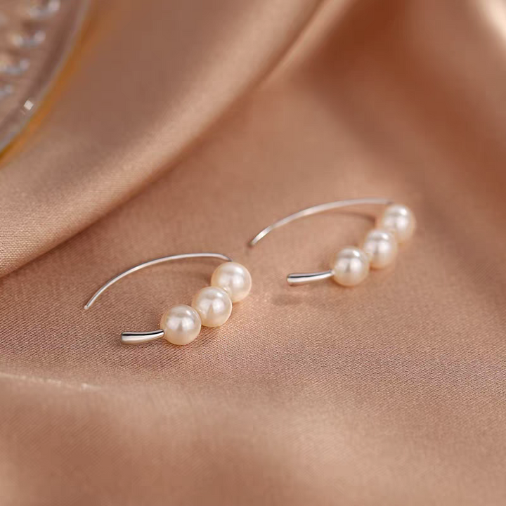 Water Drop Triple Pearl Earrings