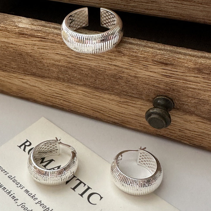 925 Sterling Silver Glitter Ring Earrings