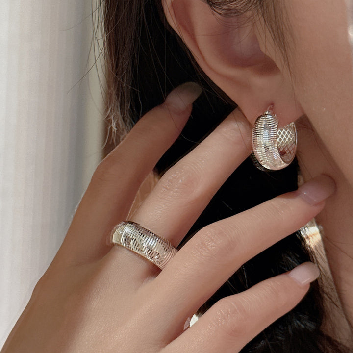 925 Sterling Silver Glitter Ring Earrings