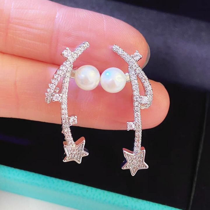 Sterling Silver Meteor Pearl Earrings