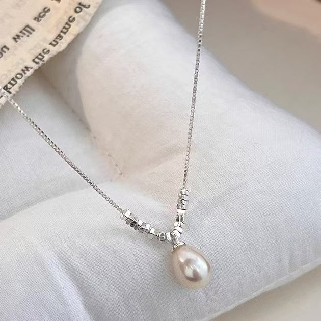 Sterling Silver Natural Freshwater Pearl Pendant Necklace