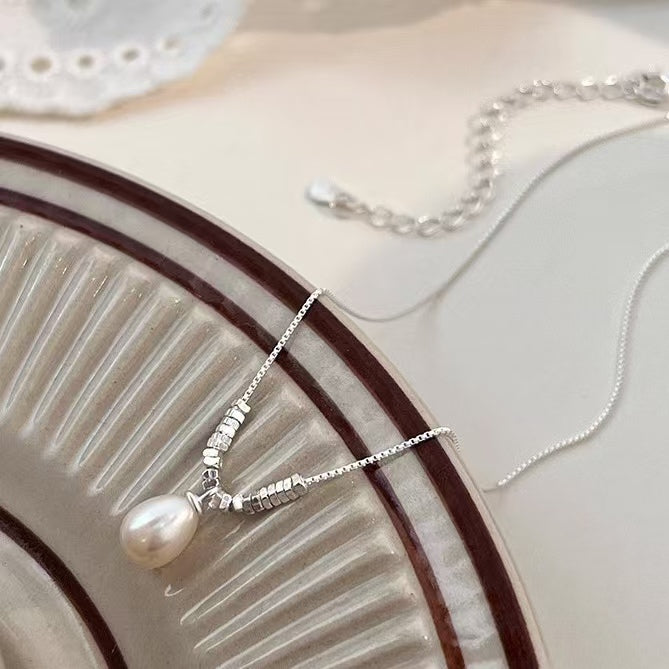 Sterling Silver Natural Freshwater Pearl Pendant Necklace