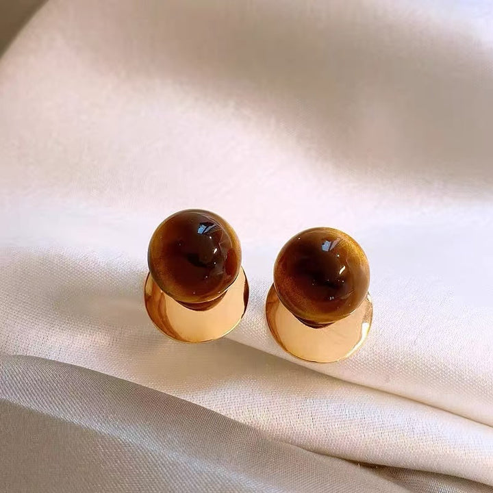 Tiger Eye Stone Gold Plated Stud Earrings