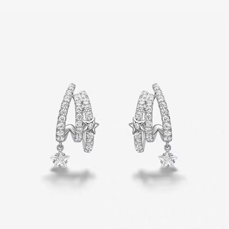 Twinkling Star Zircon Hoop Earrings