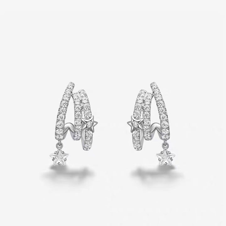 Twinkling Star Zircon Hoop Earrings