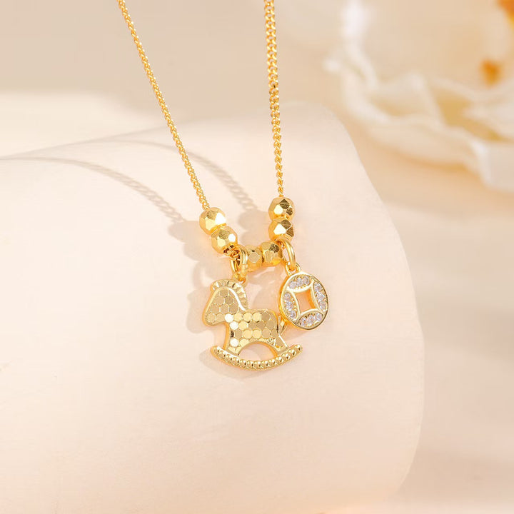 Sterling Silver Rocking Horse Pendant Necklace