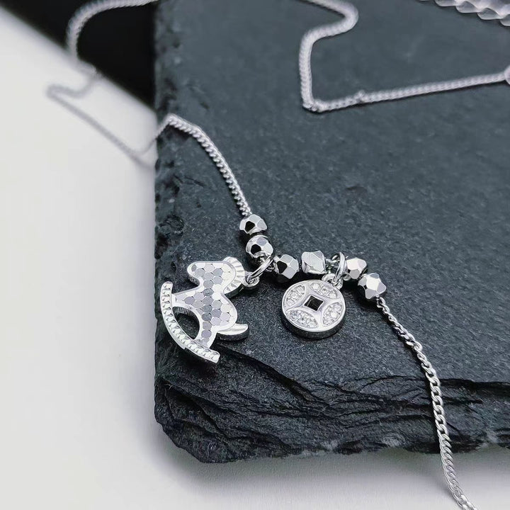 Sterling Silver Rocking Horse Pendant Necklace