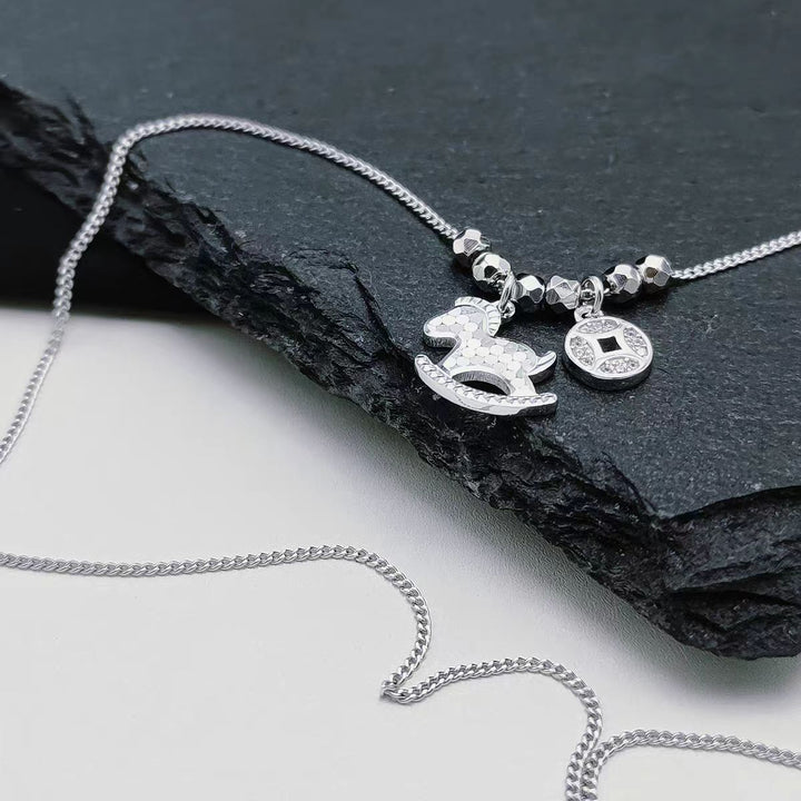 Sterling Silver Rocking Horse Pendant Necklace