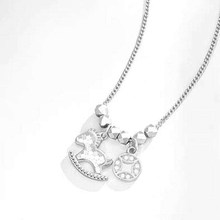 Sterling Silver Rocking Horse Pendant Necklace