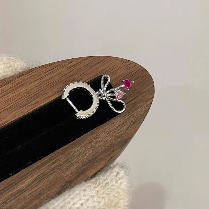 Bow Heart Zircon Drop Earrings