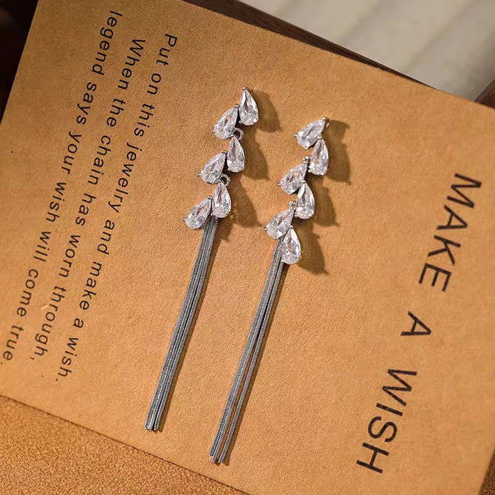 Teardrop Tassel Long Earrings