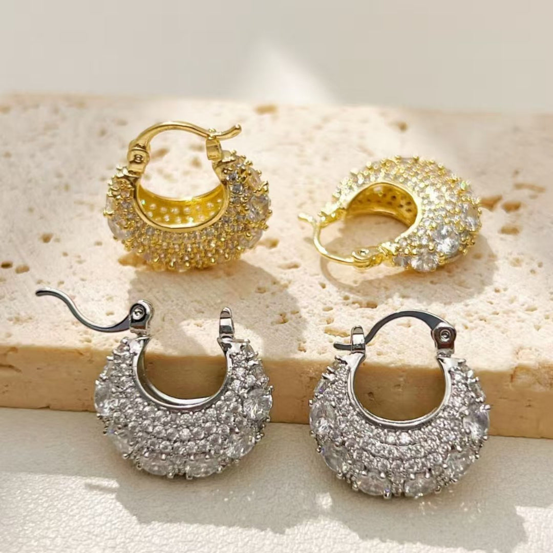 Luxury Paved Zircon Hoop Earrings