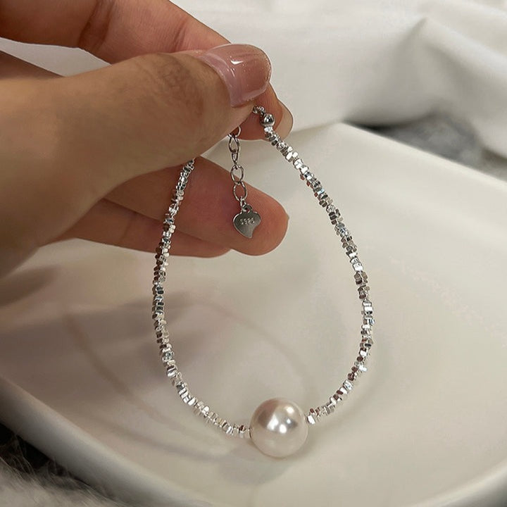 Pearl Crushed Silver Bracelet