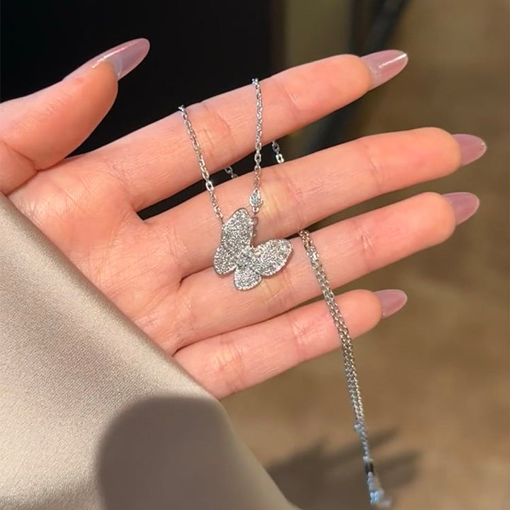 Butterfly Wings Necklace in Sterling Silver with Diamonds