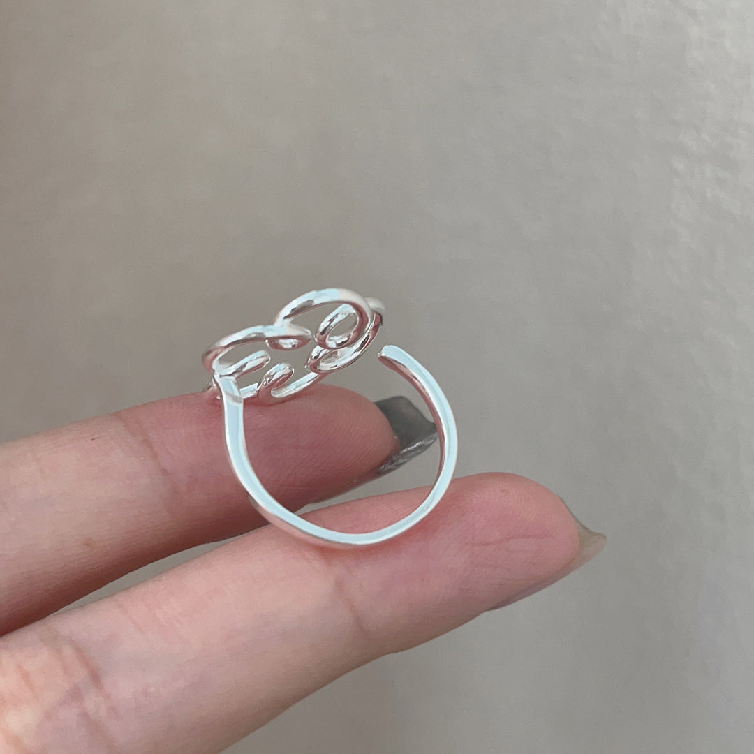 Line Skeleton Flower Adjustable Ring