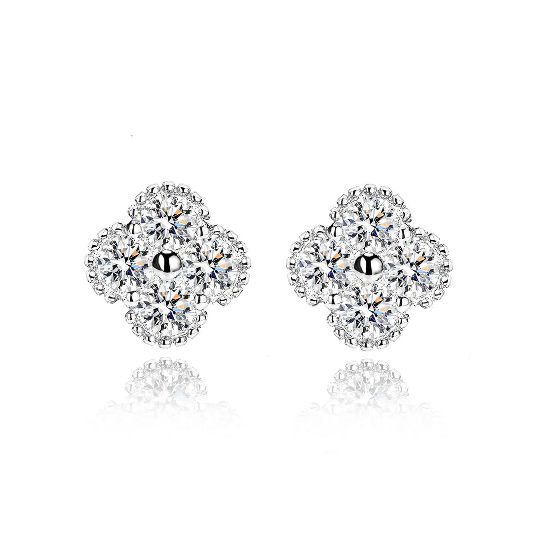 Clover Moissanite Stud Earrings