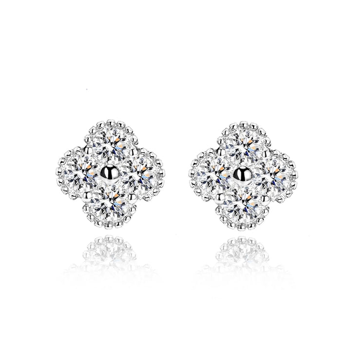 Clover Moissanite Stud Earrings