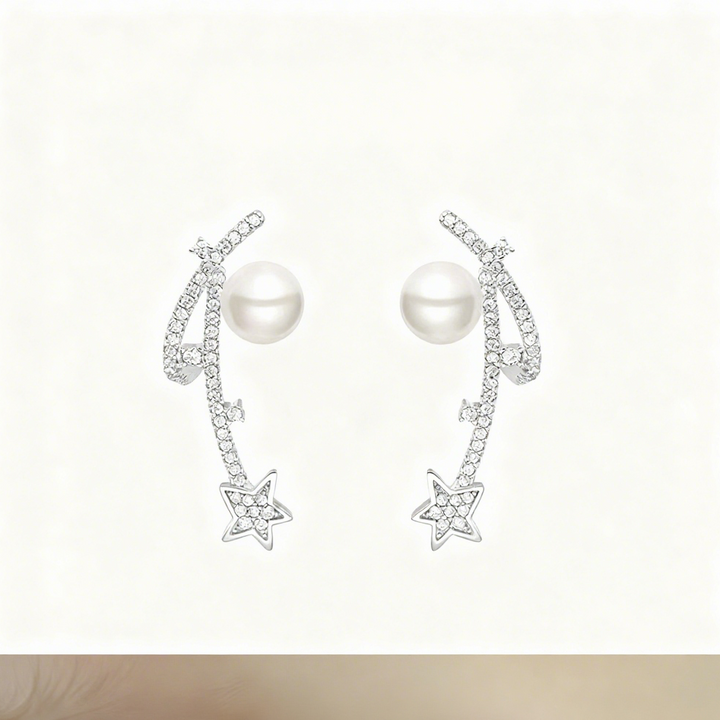 Sterling Silver Meteor Pearl Earrings