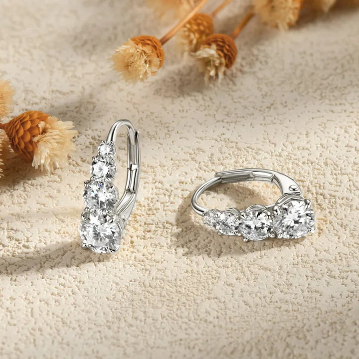 Four-Stone Leverback Moissanite Earrings