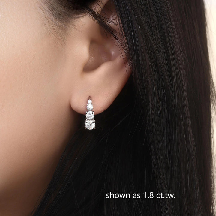 Four-Stone Leverback Moissanite Earrings