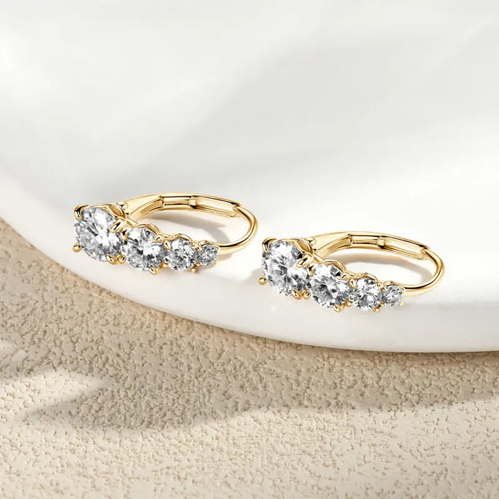 Four-Stone Leverback Moissanite Earrings