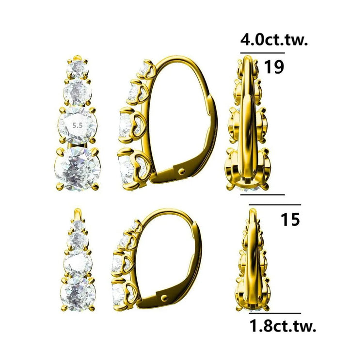 Four-Stone Leverback Moissanite Earrings