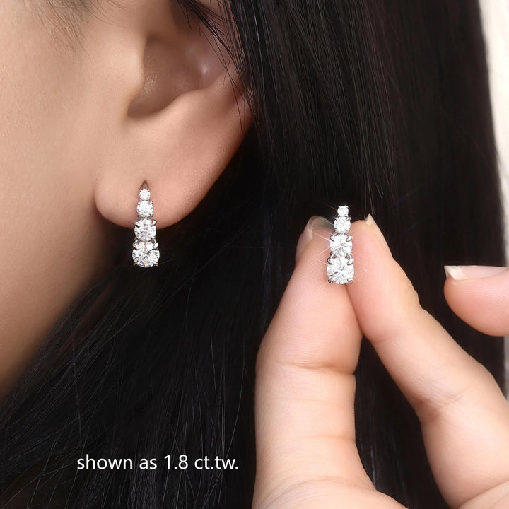Four-Stone Leverback Moissanite Earrings