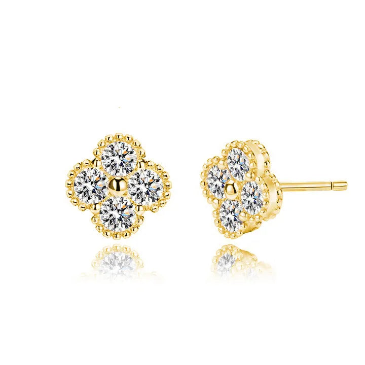 Clover Moissanite Stud Earrings