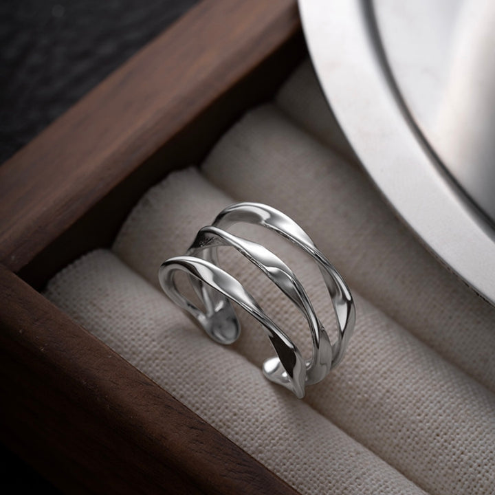 Sterling Silver Minimalist Triple Twist Line Ring