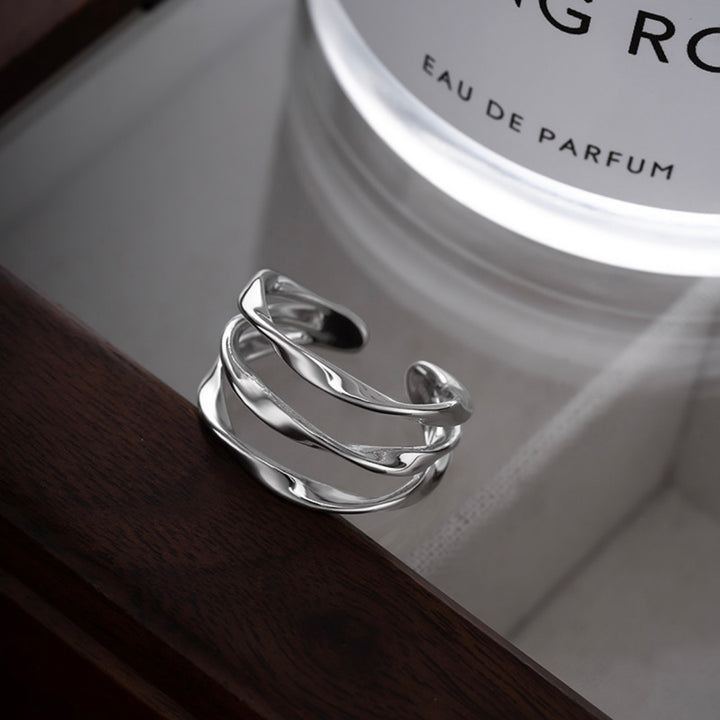 Sterling Silver Minimalist Triple Twist Line Ring