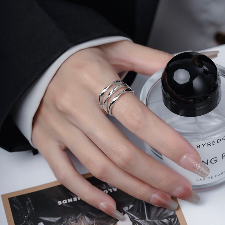 Sterling Silver Minimalist Triple Twist Line Ring