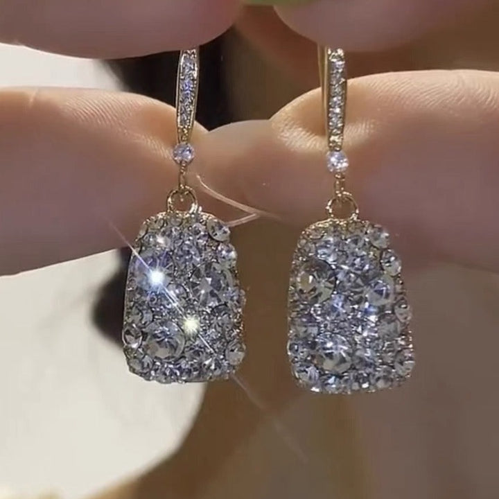 French Delicate Diamond Square Earrings