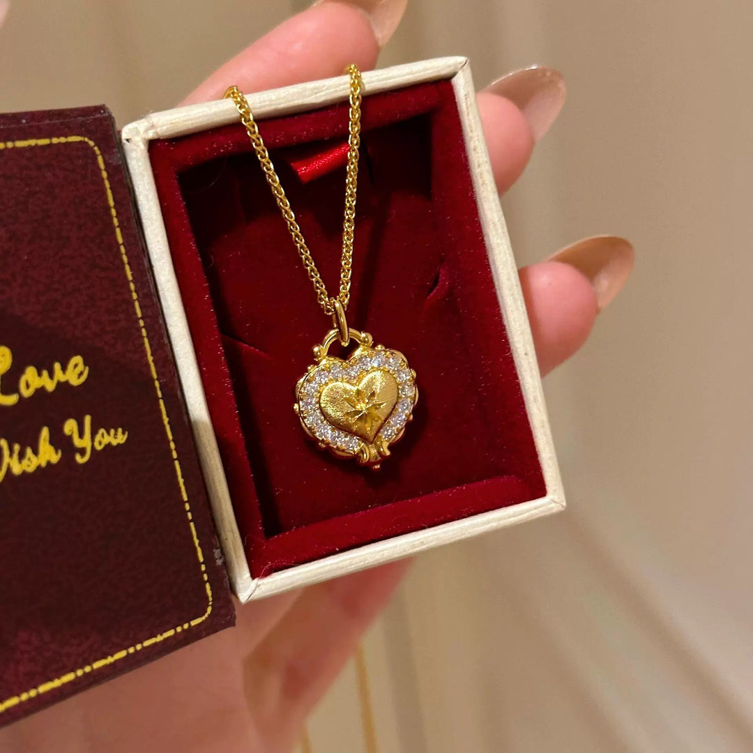 Brushed Heart Diamond Necklace