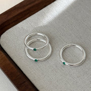 925 Sterling Silver Green Zirconia Circle Ring