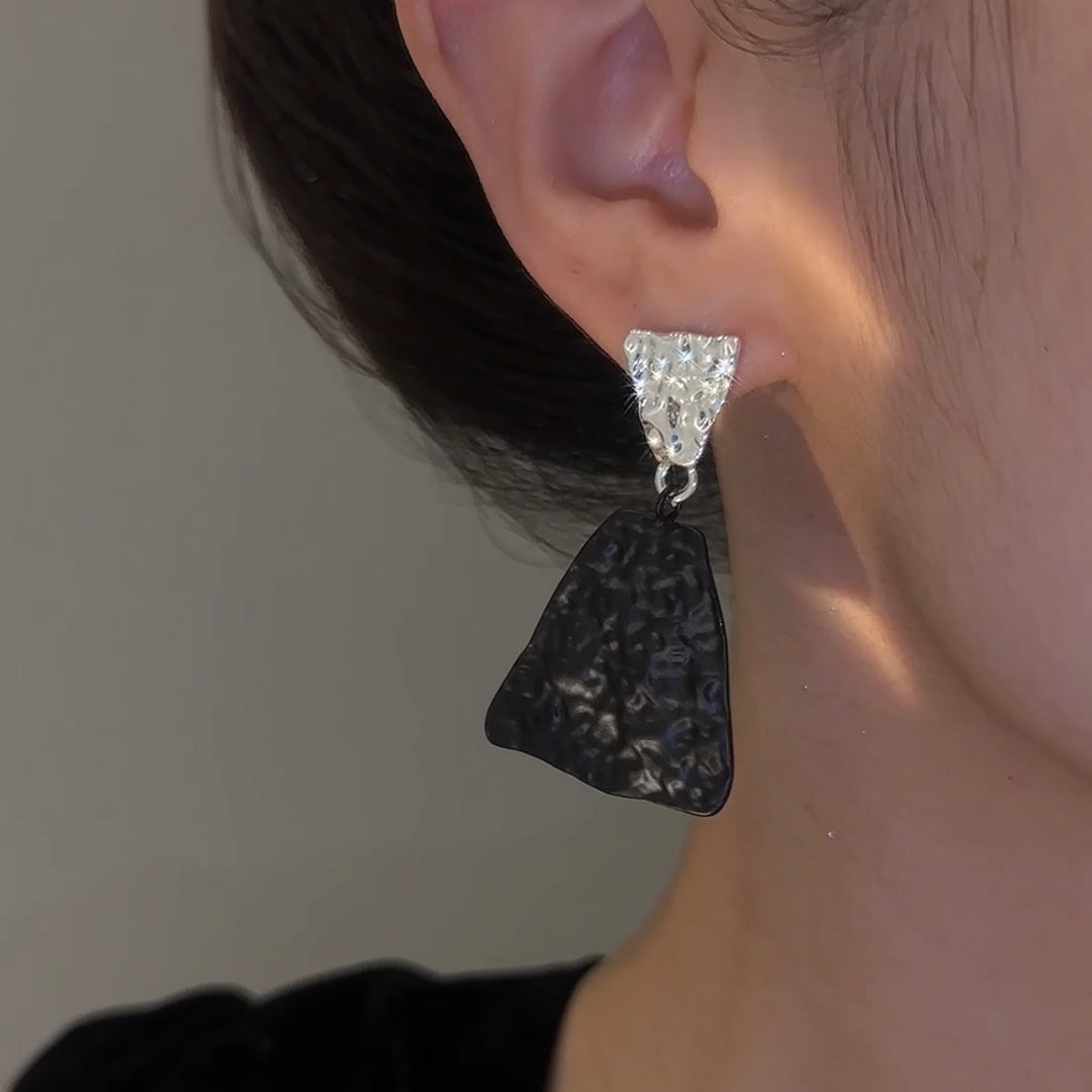 Black and White Colorblock Earrings