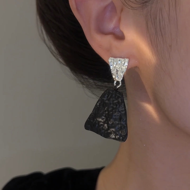 Black and White Colorblock Earrings